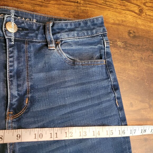 American Eagle Jeans 10 Hi Rise Jegging 360 Next Level Stretch Medium Dark Wash - Picture 8 of 12
